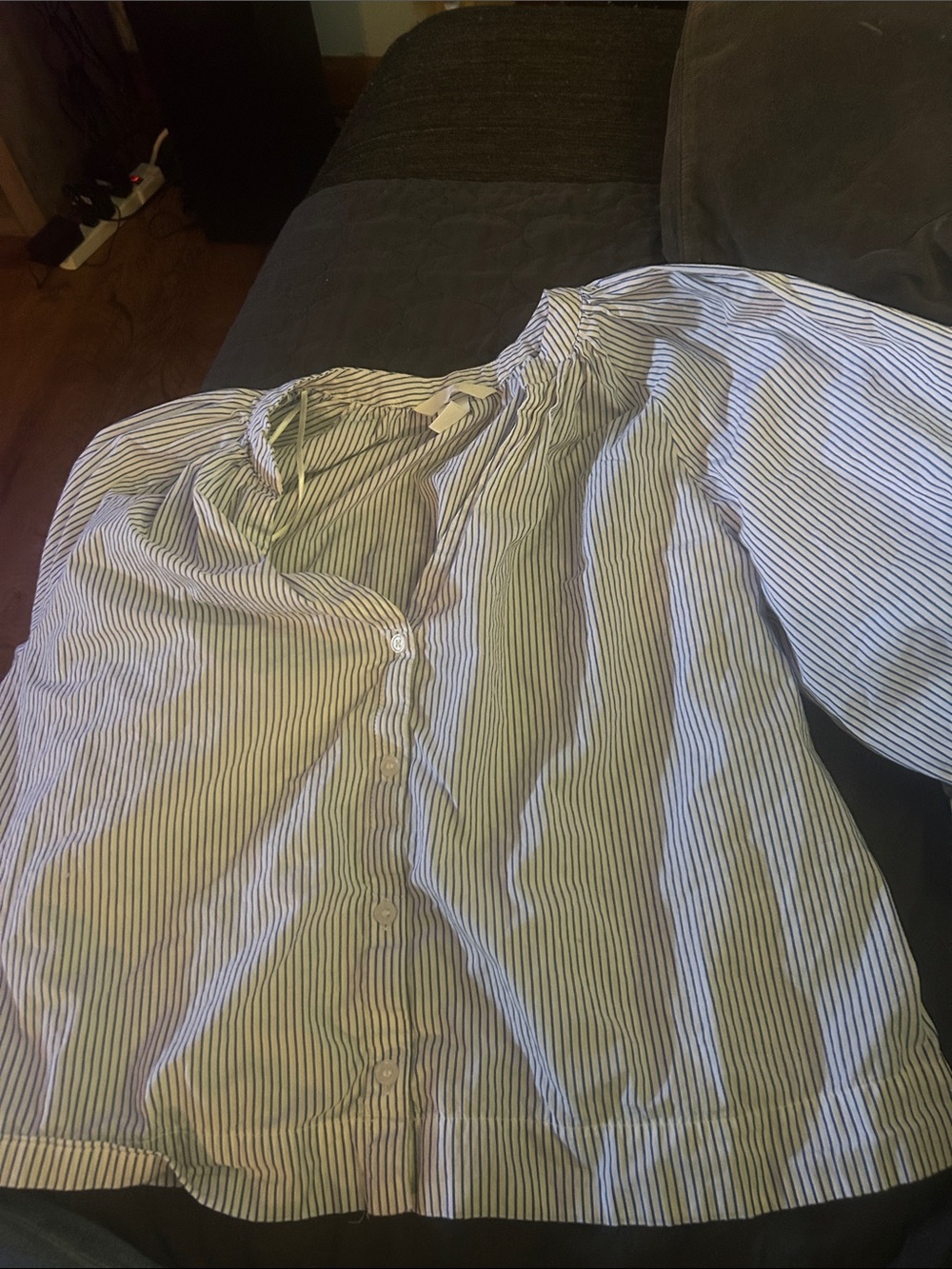 Blue and White Striped Button-Up Shirt